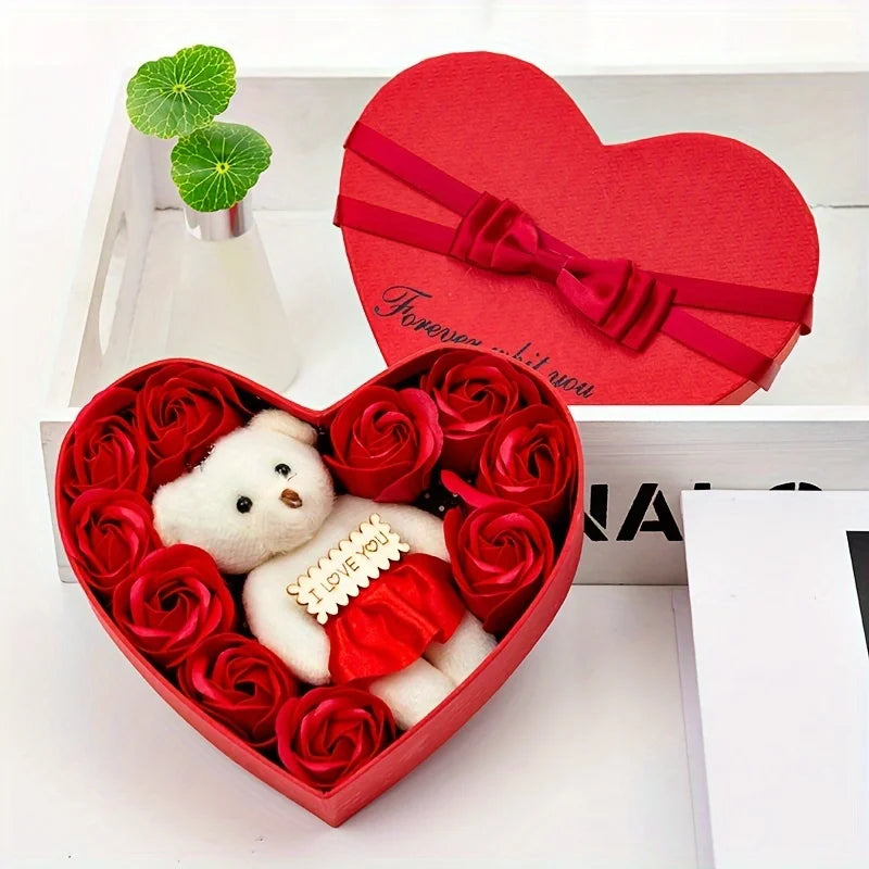 Valentine’s Day Bear Rose Soap Flower Gift Box