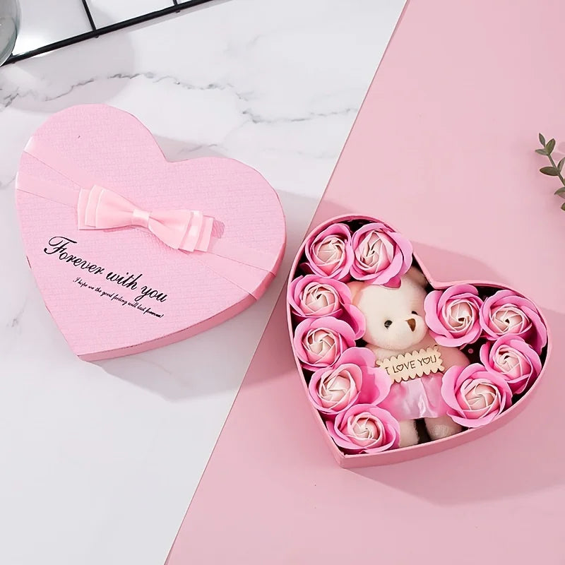 Valentine’s Day Bear Rose Soap Flower Gift Box